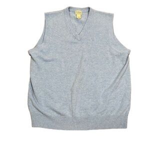 L.L. Bean 100% Lamb's Wool Sweater Vest V-Neck Marled Blue Men's Size Large